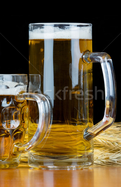 Sör búza fekete üveg háttér alkohol Stock fotó © oorka
