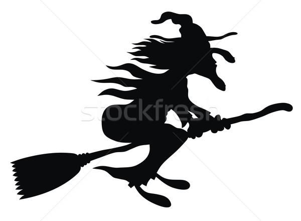 Witch ilustracja cartoon stylu pływające sylwetka Zdjęcia stock © oorka