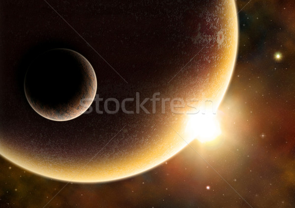 Wszechświata ilustracja fantastyczny przestrzeni scena słońce Zdjęcia stock © oorka