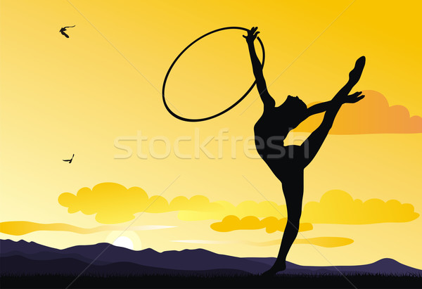 Ritmikus gimnasztikai illusztráció nők sport sziluett Stock fotó © oorka