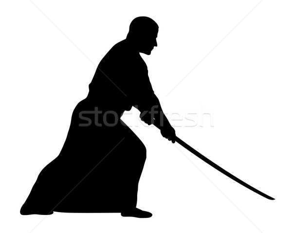 Aikido esportes arte silhueta soldado japonês Foto stock © oorka