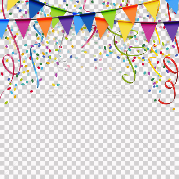 garlands, streamers and confetti background with vector transpar Stock photo © opicobello