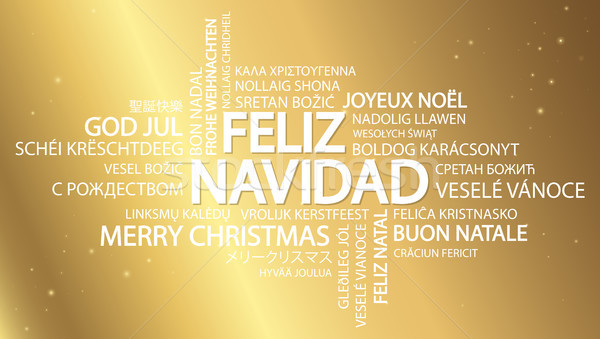 Szófelhő vidám karácsony spanyol szöveg különböző Stock fotó © opicobello