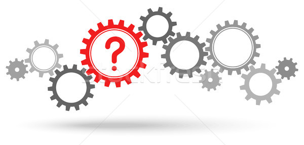 gray gears with red question mark Stock photo © opicobello