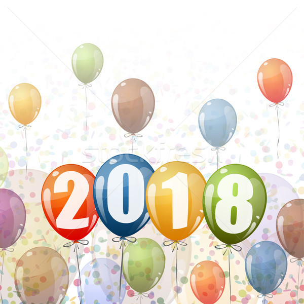 New Year 2018 balloons Stock photo © opicobello