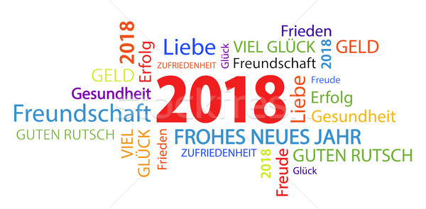 word cloud with new year 2018 greetings Stock photo © opicobello