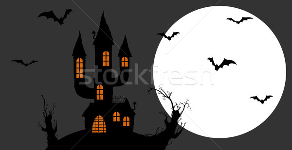 Stock photo: Halloween scary castle background