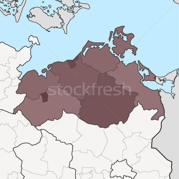 Map of Mecklenburg-Vorpommern with neighboring federal states Stock photo © opicobello