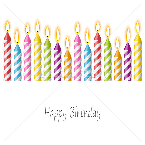 Boldog születésnapot gyertyák színes különböző szöveg buli Stock fotó © opicobello
