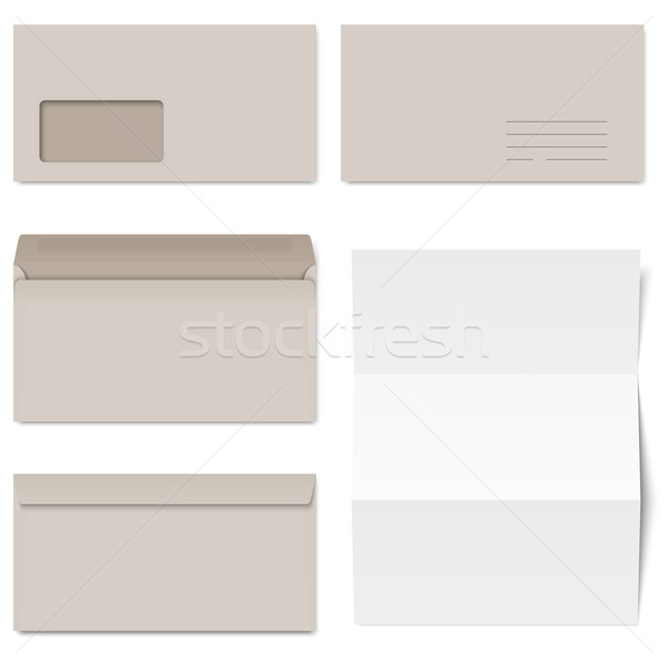 Collection of gray envelopes and white paper Stock photo © opicobello
