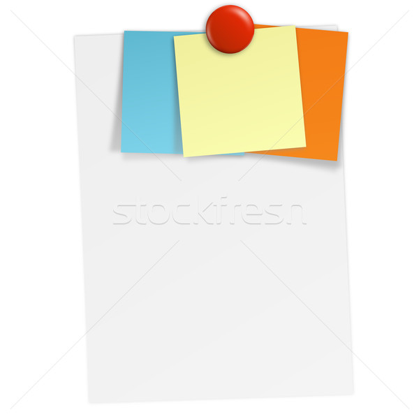 Biały papieru zauważa magnes komunikacji kolor Zdjęcia stock © opicobello