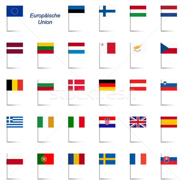 Евросоюз член флагами цветами кнопки Pin Сток-фото © opicobello