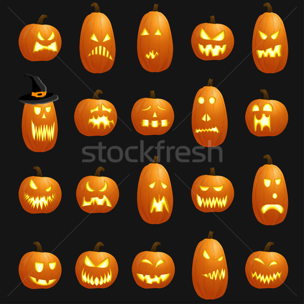 Diferit halloween colectie portocaliu colorat ilustrat Imagine de stoc © opicobello