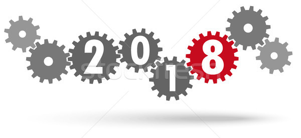 cooperation gears for New Year 2018 Stock photo © opicobello