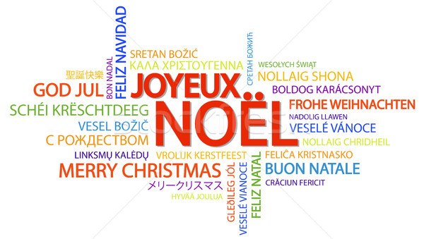 Woordwolk vrolijk christmas frans tekst verschillend Stockfoto © opicobello