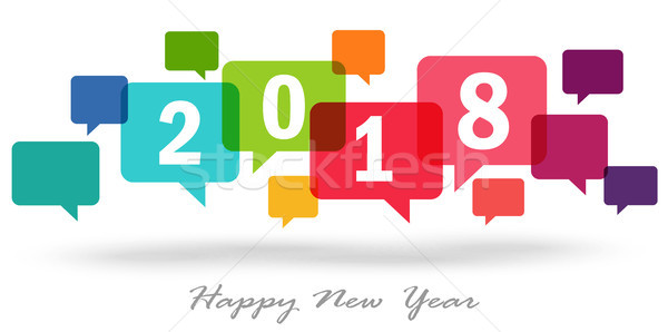 new year 2018 speech bubbles Stock photo © opicobello