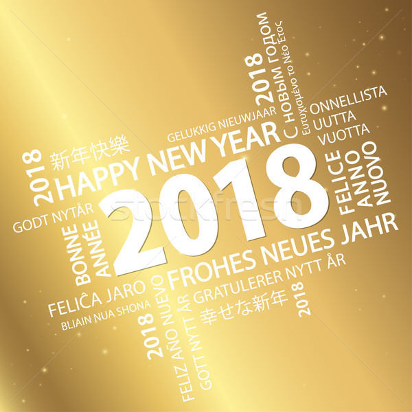 word cloud with new year 2018 greetings Stock photo © opicobello