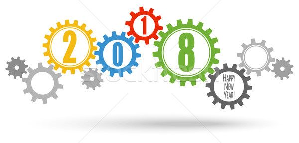 cooperation gears for New Year 2018 Stock photo © opicobello