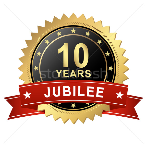 Jubilee Button with Banner - 10 YEARS Stock photo © opicobello