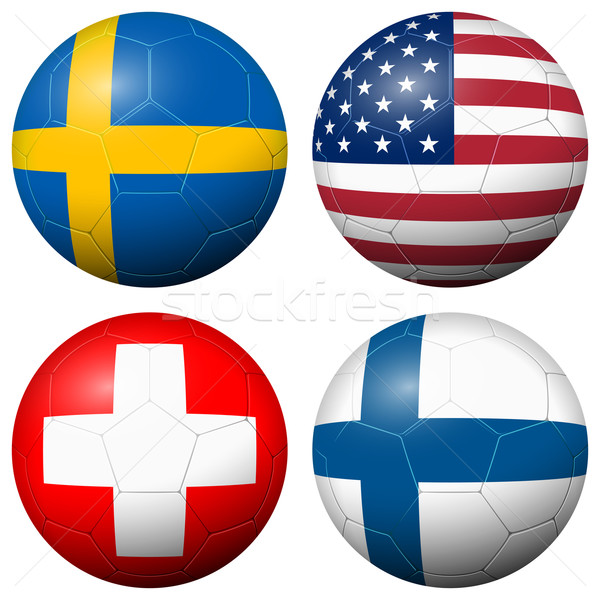 Stock photo: collection of soccer footballs - country flags