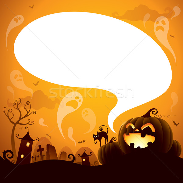 Stock foto: Halloween · Sprechblase · Design · Geister · schweben · Himmel