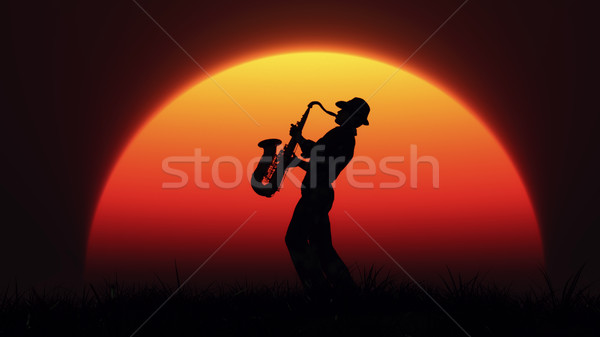 Man playing on saxophone Stock photo © orla