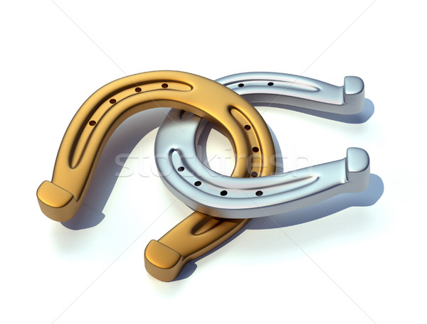 Gold and silver horseshoe Stock photo © orla