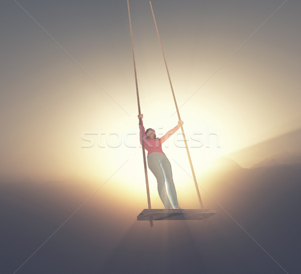 A girl on a swing. Stock photo © orla