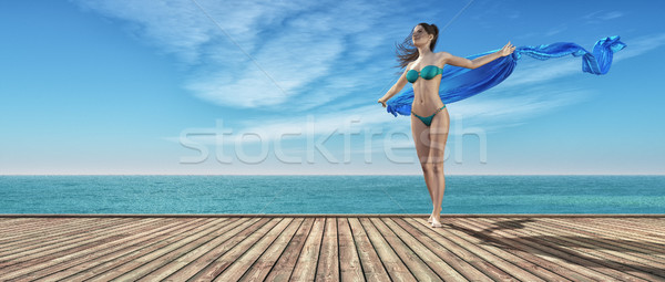 Young girl in blue bathing suit Stock photo © orla