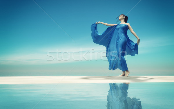 Foto stock: Azul · vestido · tropicales · 3d · ilustración