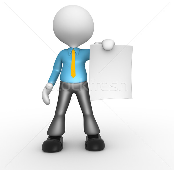 Empresario 3d personas hombre persona papel en blanco ordenador Foto stock © orla