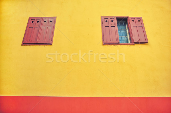 Windows legno giallo muro castello Foto d'archivio © orla