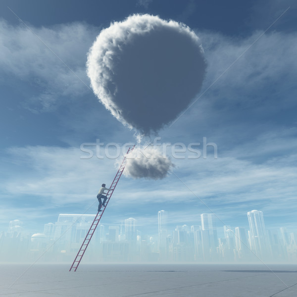 Foto d'archivio: Uomo · salita · scala · nube · pallone
