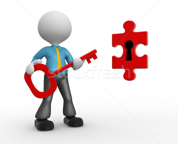 Affaires gens 3d homme personne clé serrure [[stock_photo]] © orla