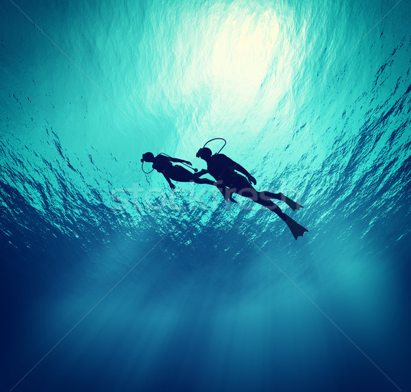 Schwimmen Paar Wasser 3d render Illustration Frauen Stock foto © orla