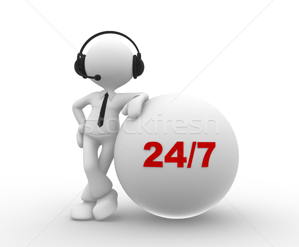 3d people - man, person with headphone and 24/7 Stock photo © orla