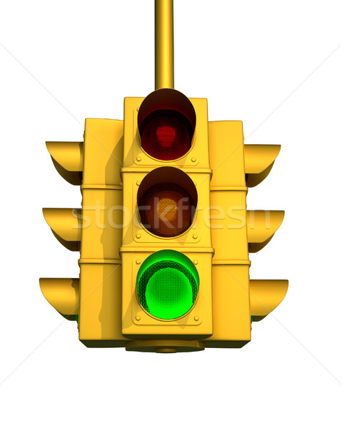 Trafik ışığı 3d render örnek imzalamak yeşil trafik Stok fotoğraf © orla