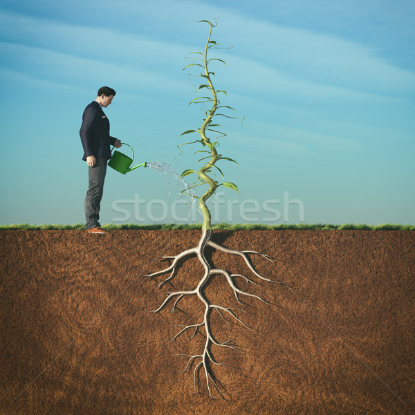 Mann Bewässerung Sprinkler 3d render Illustration Business Stock foto © orla