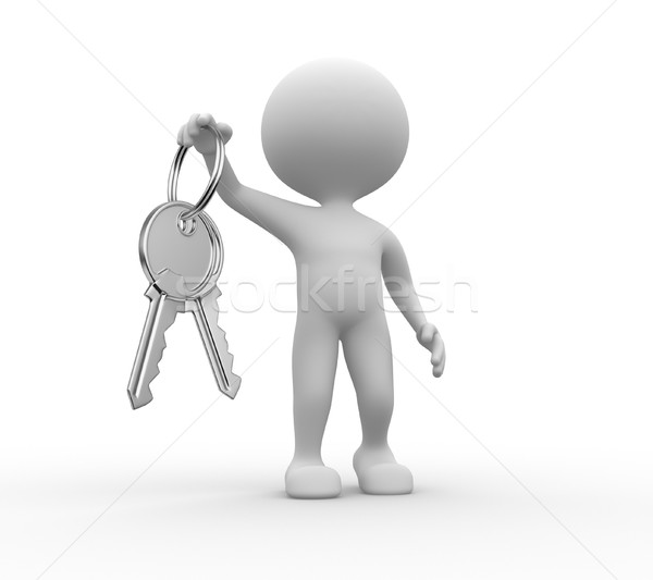 Anahtar 3d insanlar erkekler kişi kapı arka plan Stok fotoğraf © orla