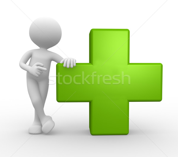 Gens 3d homme personne vert croix médecin [[stock_photo]] © orla