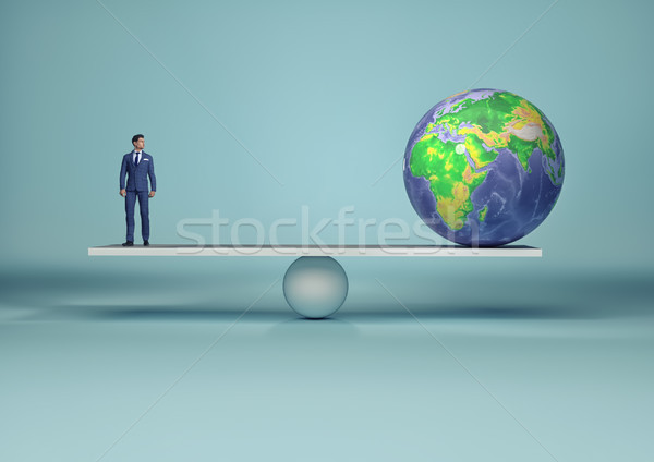 Om de afaceri echilibra pământ glob 3d face ilustrare Imagine de stoc © orla