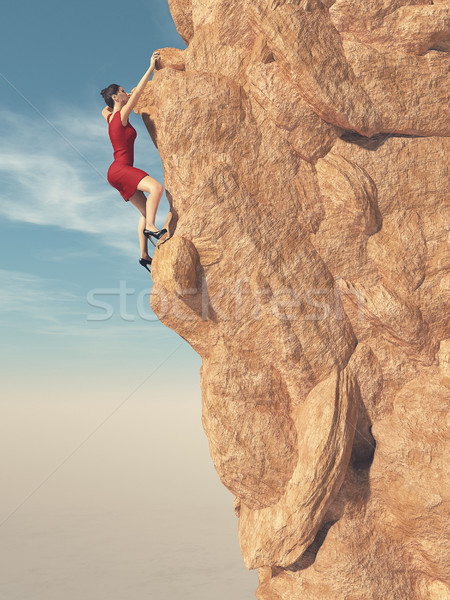 Young women in red dress and high heels climber  Stock photo © orla