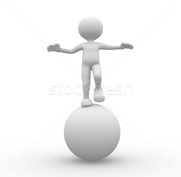 равновесие 3d люди человека человек мяча бизнесмен Сток-фото © orla