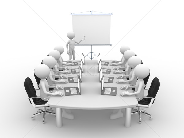 Réunion gens 3d hommes personne conférence table [[stock_photo]] © orla