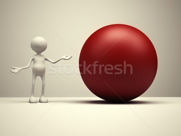 Piros gömb 3d emberek férfi személy munka Stock fotó © orla