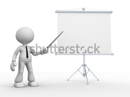 Zdjęcia stock: Flipchart · 3d · osób · człowiek · osoby · wskazując · rysunek