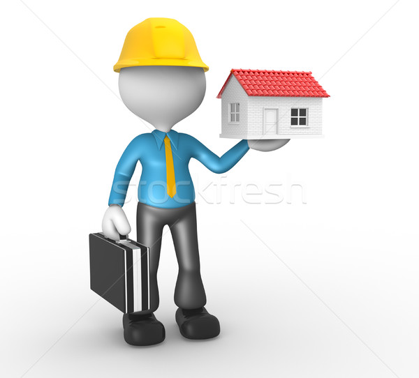 Engenheiro 3d pessoas homem pessoa casa construção Foto stock © orla