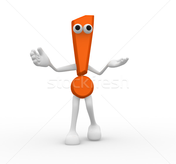 Foto stock: Ponto · de · exclamação · 3D · diversão · laranja · negócio · sorrir