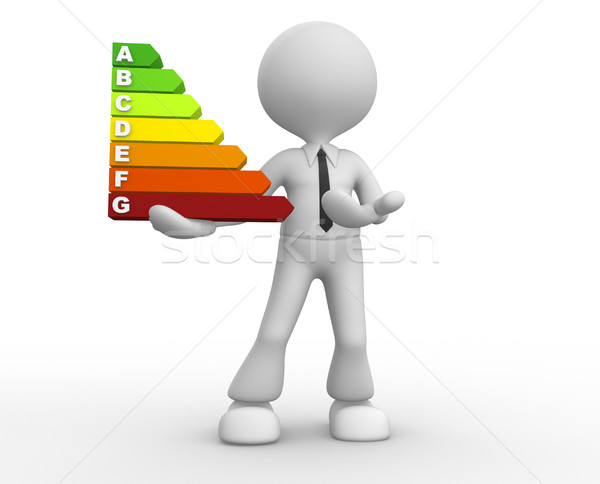 Energieeffizienz 3D-Menschen Mann Person Energie Tabelle Stock foto © orla