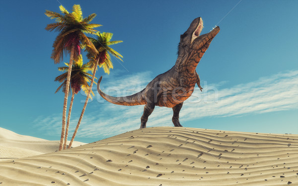 Dinosaurier Wüste durstig 3D Baum grünen Stock foto © orla